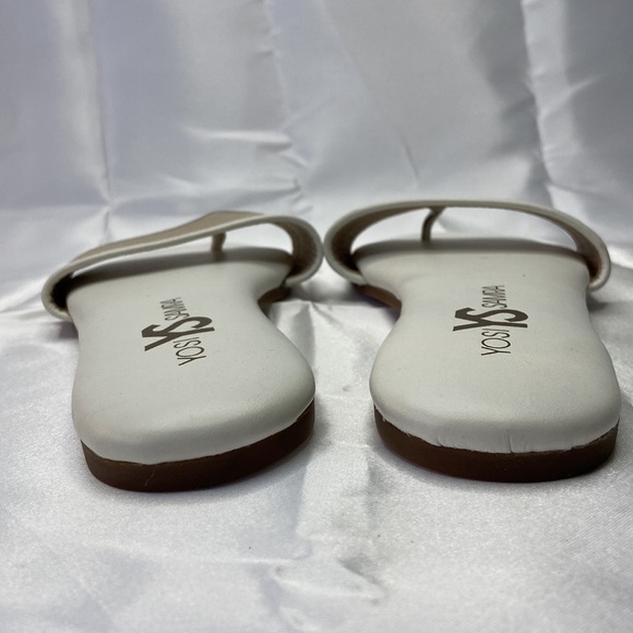 Yosi Samra Rory Beige & Biscotti Cowhide Padded Foot Bed Slides Sandal Size 5 - Picture 6 of 10